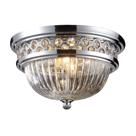 Flushmounts 2-Lght Flush Mount In Polished Chrme W/Glass And Crystal